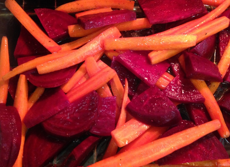 Roasted Beets and Carrots Close Up View, roasted root vegetables, coconut oil, how to roast winter root vegetables, high antioxidants