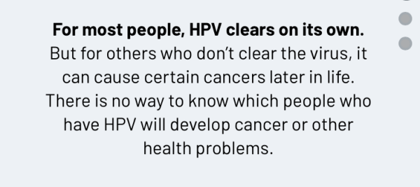 HPV ad campaign, for most people it clears on its own