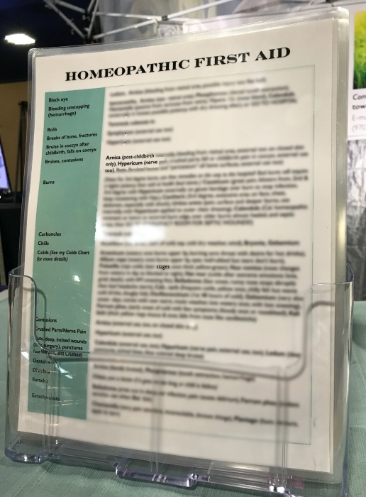 Homeopathic first aid chart